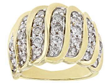 Picture of Pre-Owned White Diamond 10k Yellow Gold Wide Band Ring 1.75ctw