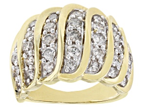 Pre-Owned White Diamond 10k Yellow Gold Wide Band Ring 1.75ctw