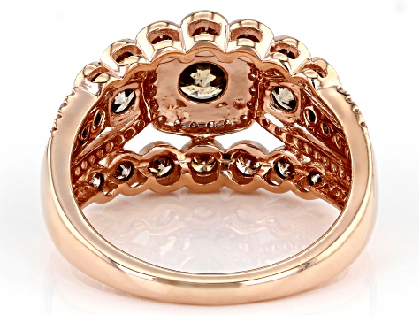 Pre-Owned Champagne And White Diamond 10k Rose Gold Cluster Ring 2.00ctw