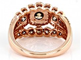 Pre-Owned Champagne And White Diamond 10k Rose Gold Cluster Ring 2.00ctw