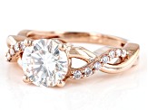 Pre-Owned Moissanite and Natural Pink Diamond 10K Rose Gold Ring 2.10ctw DEW