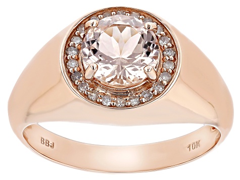 Pre-Owned Peach Morganite 10k Rose Gold Men's Ring 1.71ctw