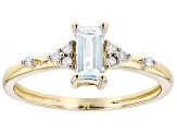 Pre-Owned Blue Aquamarine 10k Yellow Gold Ring 0.36ctw