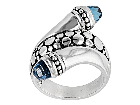 Pre-Owned Swiss Blue Topaz Silver Bypass Ring 2.46ctw