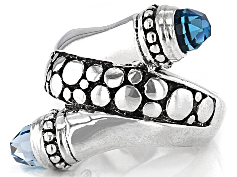 Pre-Owned Swiss Blue Topaz Silver Bypass Ring 2.46ctw
