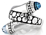 Pre-Owned Swiss Blue Topaz Silver Bypass Ring 2.46ctw