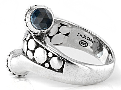 Pre-Owned Swiss Blue Topaz Silver Bypass Ring 2.46ctw