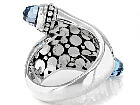 Pre-Owned Swiss Blue Topaz Silver Bypass Ring 2.46ctw
