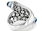 Pre-Owned Swiss Blue Topaz Silver Bypass Ring 2.46ctw