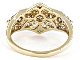 Pre-Owned Champagne And White Diamond 10k Yellow Gold Cluster Ring 1.20ctw