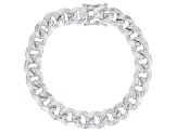 Pre-Owned Sterling Silver 11mm Diamond-Cut Cuban Link Bracelet