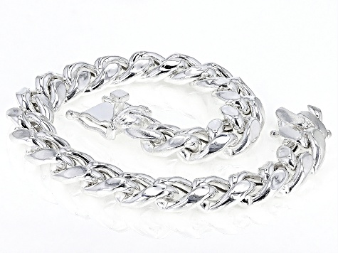 Pre-Owned Sterling Silver 11mm Diamond-Cut Cuban Link Bracelet