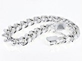 Pre-Owned Sterling Silver 11mm Diamond-Cut Cuban Link Bracelet