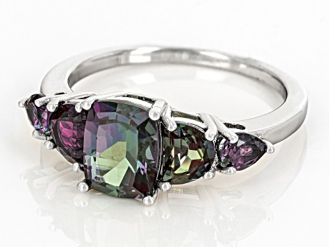 Pre-Owned Blue Lab Created Alexandrite Rhodium Over Sterling Silver ...