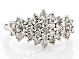 Pre-Owned White Diamond 10k White Gold Cluster Ring 1.00ctw