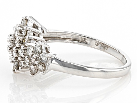 Pre-Owned White Diamond 10k White Gold Cluster Ring 1.00ctw