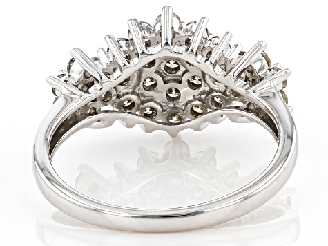 Pre-Owned White Diamond 10k White Gold Cluster Ring 1.00ctw