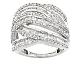 Pre-Owned White Diamond 10k White Gold Crossover Ring 2.10ctw