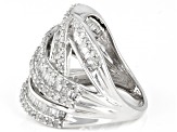 Pre-Owned White Diamond 10k White Gold Crossover Ring 2.10ctw