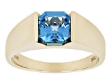 Pre-Owned Swiss Blue Topaz 10k Yellow Gold Men's Ring 2.75ct