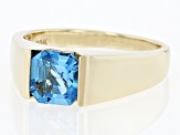 Pre-Owned Swiss Blue Topaz 10k Yellow Gold Men's Ring 2.75ct
