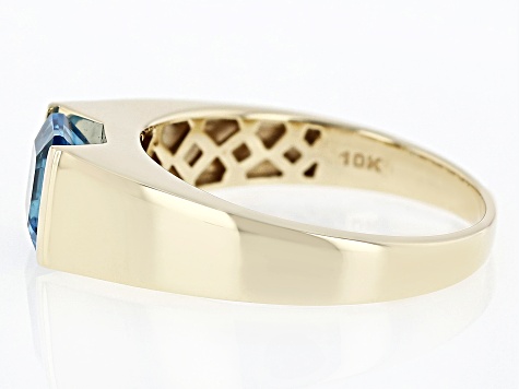 Pre-Owned Swiss Blue Topaz 10k Yellow Gold Men's Ring 2.75ct