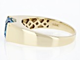 Pre-Owned Swiss Blue Topaz 10k Yellow Gold Men's Ring 2.75ct