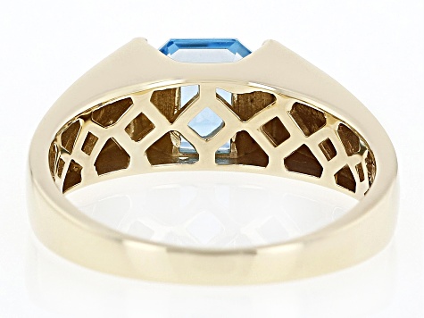 Pre-Owned Swiss Blue Topaz 10k Yellow Gold Men's Ring 2.75ct