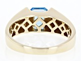 Pre-Owned Swiss Blue Topaz 10k Yellow Gold Men's Ring 2.75ct