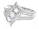 Pre-Owned Aurora Borealis and White Cubic Zirconia Rhodium Over Sterling Silver Ring 1.43ctw
