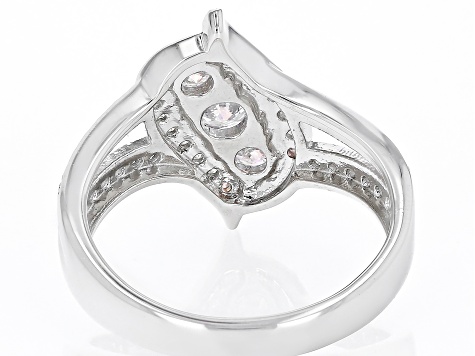 Pre-Owned Aurora Borealis and White Cubic Zirconia Rhodium Over Sterling Silver Ring 1.43ctw