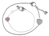 Pre-Owned Pink And White Cubic Zirconia Platineve Bracelet With Matching Childrens Bracelet 1.21ctw