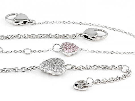 Pre-Owned Pink And White Cubic Zirconia Platineve Bracelet With Matching Childrens Bracelet 1.21ctw