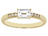 Pre-Owned White Topaz with White Zircon 18k Yellow Gold Over Sterling Silver April Birthstone Ring 0