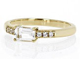 Pre-Owned White Topaz with White Zircon 18k Yellow Gold Over Sterling Silver April Birthstone Ring 0
