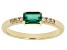 Pre-Owned Green Lab Created Emerald with White Zircon 18k Yellow Gold Over Silver May Birthstone Rin