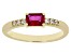 Pre-Owned Red Lab Created Ruby with White Zircon 18k Yellow Gold Over Silver July Birthstone Ring .7