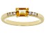 Pre-Owned Yellow Citrine with White Zircon 18k Yellow Gold Over Silver November Birthstone Ring .58c