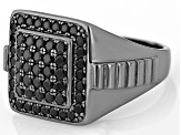 Pre-Owned Black Spinel Black Rhodium Over Sterling Silver Men's Ring 1.78ctw