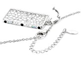 Pre-Owned Multi-Color Lab Created Opal, Onyx Rhodium Over Silver Enhancer With Chain .74ctw