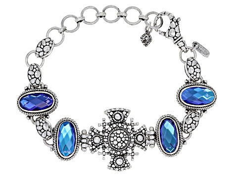 Pre-Owned Rainbow Tanzanite Blue Color Quartz Triplet Silver Bracelet