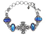 Pre-Owned Rainbow Tanzanite Blue Color Quartz Triplet Silver Bracelet