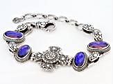 Pre-Owned Rainbow Tanzanite Blue Color Quartz Triplet Silver Bracelet