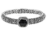 Pre-Owned Black Spinel Sterling Silver Bangle Bracelet 5.53ct