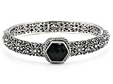 Pre-Owned Black Spinel Sterling Silver Bangle Bracelet 5.53ct