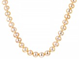 Pre-Owned Peach Cultured Freshwater Pearl Rhodium Over Sterling Silver 18 Inch Strand Necklace
