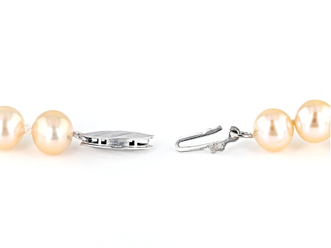 Pre-Owned Peach Cultured Freshwater Pearl Rhodium Over Sterling Silver 18 Inch Strand Necklace