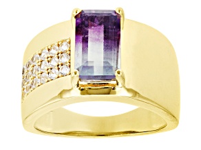 Pre-Owned Bi-Color Fluorite 18k Yellow Gold Over Sterling Silver Ring 3.02ctw