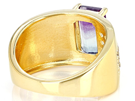 Pre-Owned Bi-Color Fluorite 18k Yellow Gold Over Sterling Silver Ring 3.02ctw