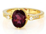 Pre-Owned Magenta Rhodolite With White Zircon 18K Yellow Gold Over Sterling Silver Ring 2.00ctw